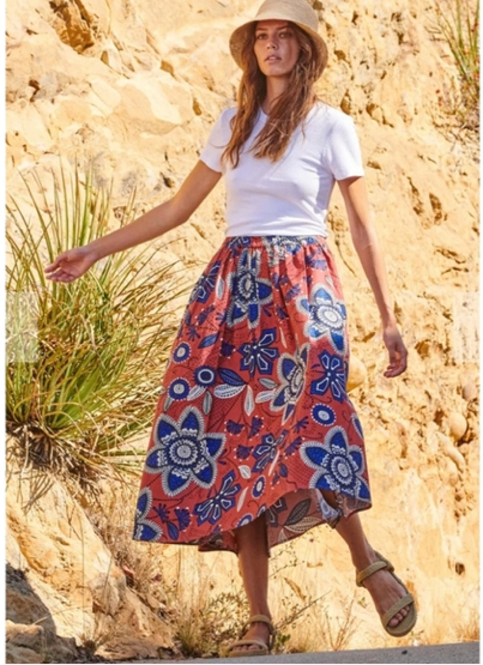 SUNDRY x EVEREVE NWT Exploded Floral Cotton Midi Skirt // L
